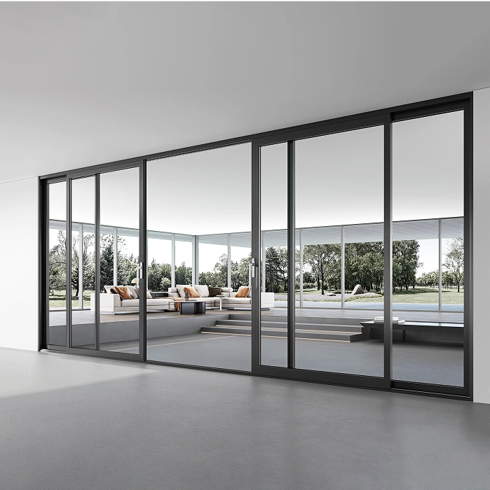 Multi-track sliding doors enable flexible configurations and maximum opening widths. A popular choice for villas and commercial façades that demand openness and visibility.