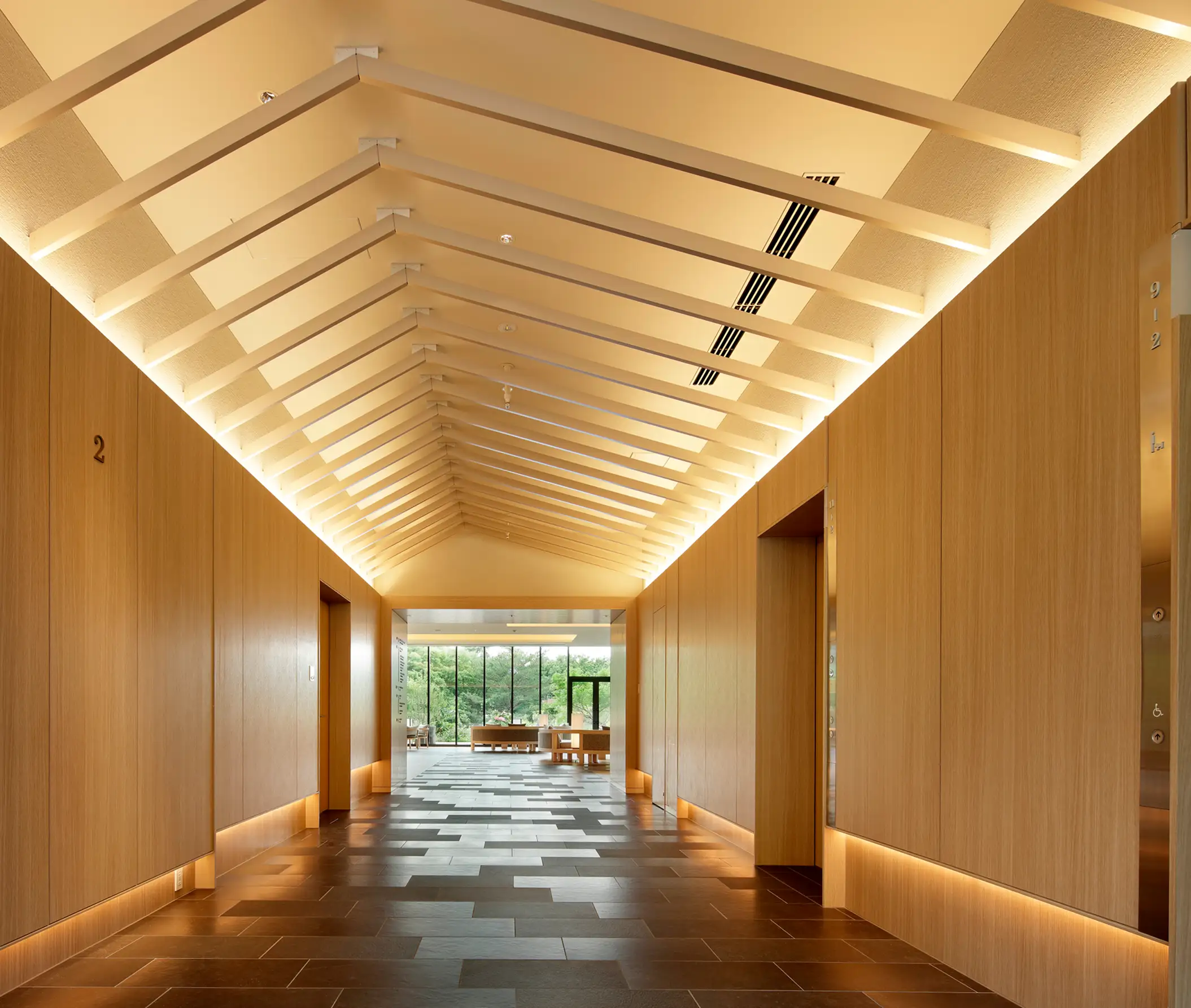 Interior wood wall panels and door systems with minimalist design