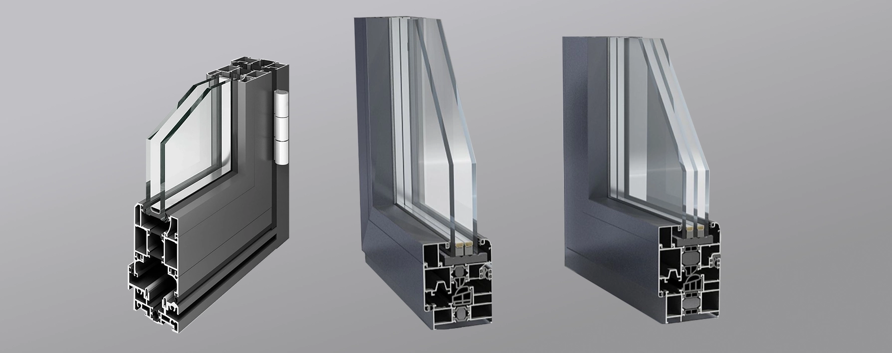 Double or triple Low-E glass with argon gas filling for superior thermal insulation.